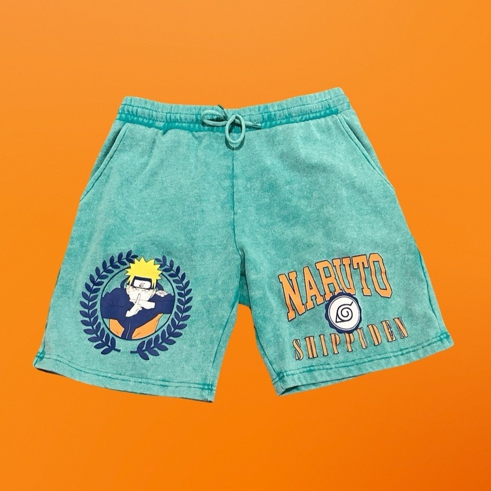Naruto Shippuden Graphic Print Drawstring Shorts Men's Small Anime Manga